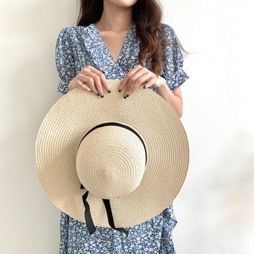 여름 여성 와이드 썬캡 해변 바캉스 밀짚 모자